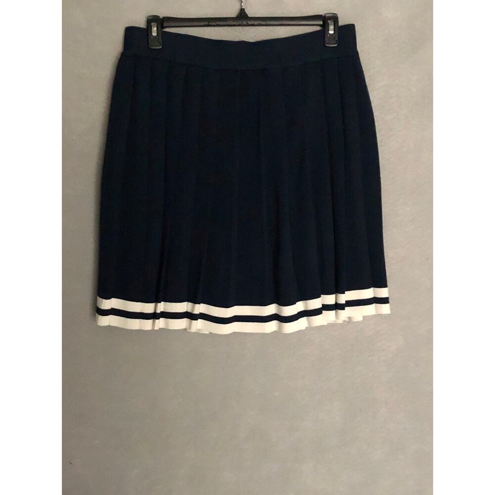 Everyday Skies Are Blue Pleated Knit Skirt Navy/Off White Women's 1X NEW - Picture 3 of 9